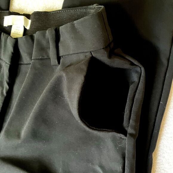 H&M Pants Stretch Flat Straight Skinny Ankle Black 8 Elastic Waist 27-31" - Picture 14 of 16